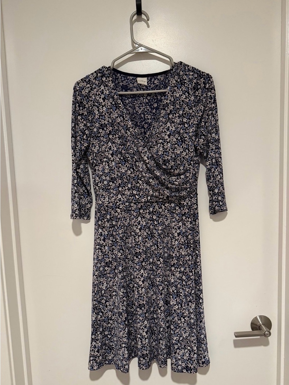 Kaileigh Navy Floral Faux-Wrap Mini Dress